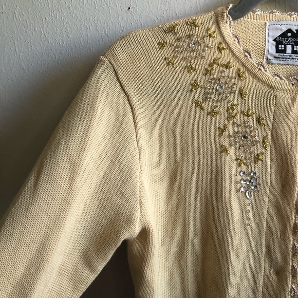 Storybook Knits Holiday Sweater Beaded Sequins Reindeer Cardigan S NWT Christmas - Picture 6 of 17
